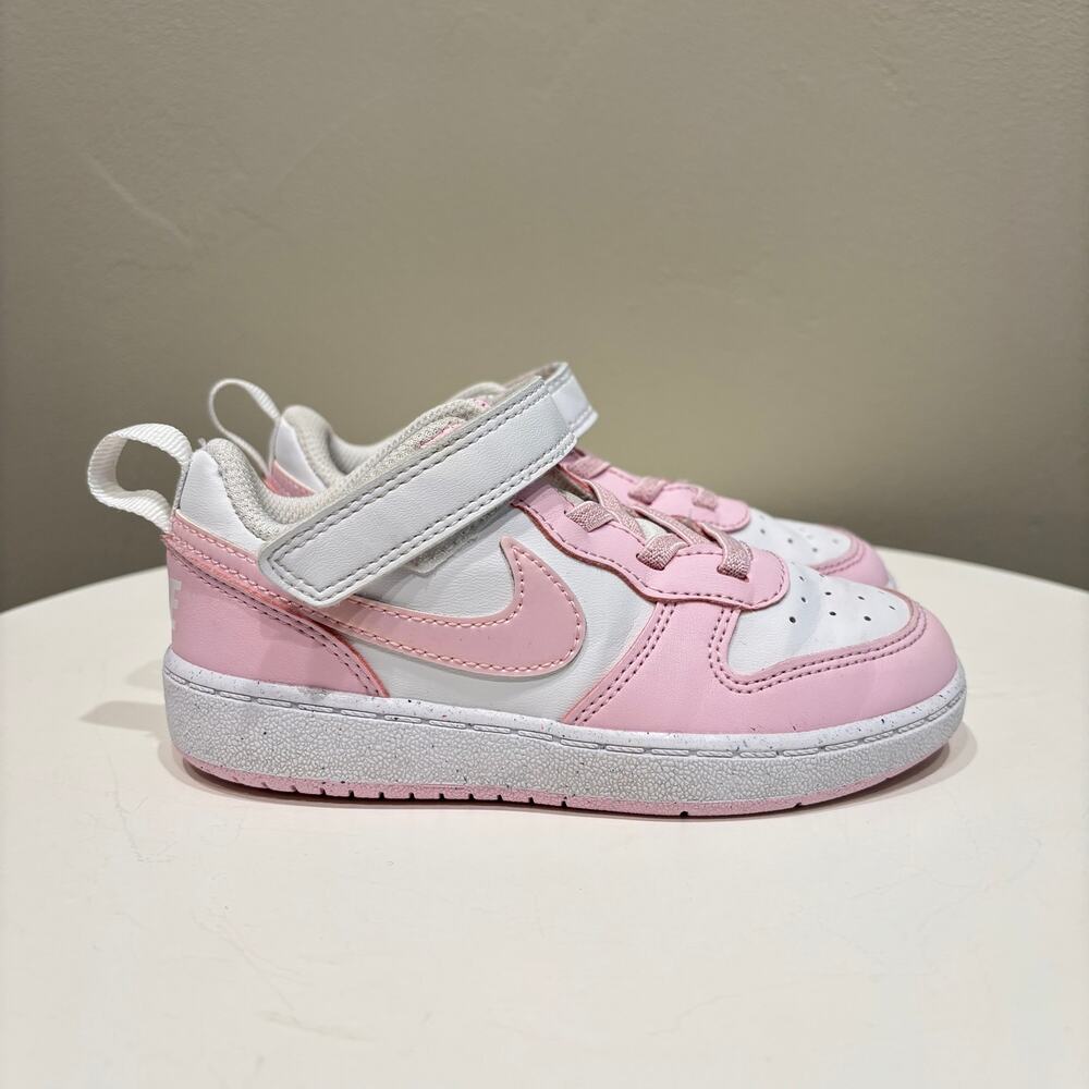 Nike Toddler Girls Court Borough Low Recraft Sneakers Pink Foam White - Size: 9 - Picture 2 of 8